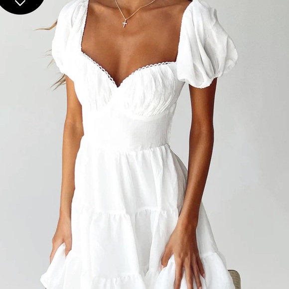 NWOTPrincess Polly Danny Ruffle Hem Open Back Summer Mini Dress in White Size 10 - Picture 4 of 15